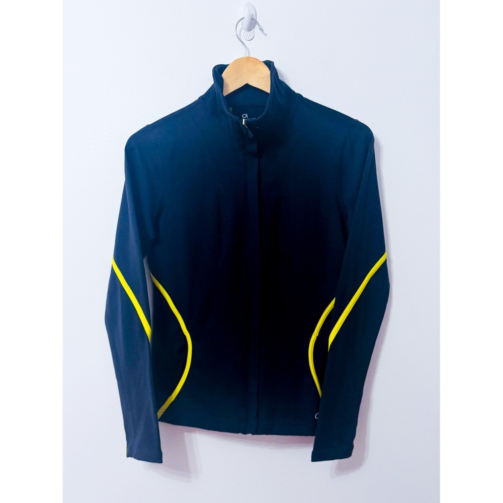 GAP Navy Yellow Full Zip Stretch Track Jacket Stand Collar Small